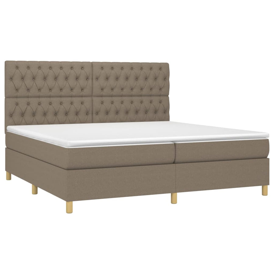 Boxspring Met Matras En Led Stof Taupe 200 x 200 cm Getuft ontwerp