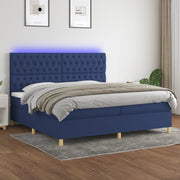 Boxspring met matras 200x200 cm blauw