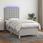 Boxspring Met Matras En Led Stof Lichtgrijs 80 x 200 cm Knopen