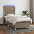 Box spring with mattress and LED fabric taupe 80x200 cm