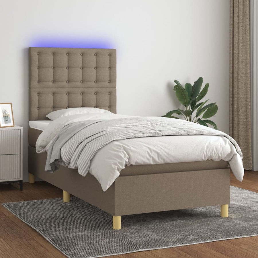 Boxspring met matras en LED stof taupe 80x200 cm