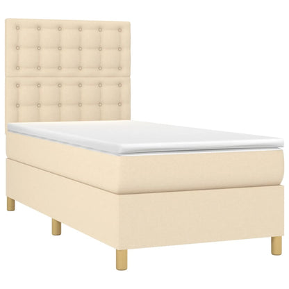 Boxspring met matras en LED stof crèmekleurig 80x200 cm