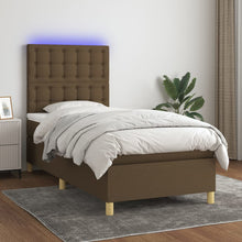 Boxspring Met Matras En Led Stof Donkerbruin 90 x 190 cm Knopen