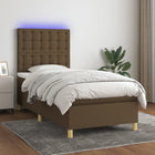 Boxspring Met Matras En Led Stof Donkerbruin 100X200 Cm Donkerbruin 100 x 200 cm Knopen