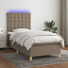 Boxspring Met Matras En Led Stof Taupe 100X200 Cm Taupe 100 x 200 cm Knopen