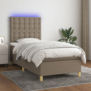 Boxspring met matras 100x200 cm taupe LED