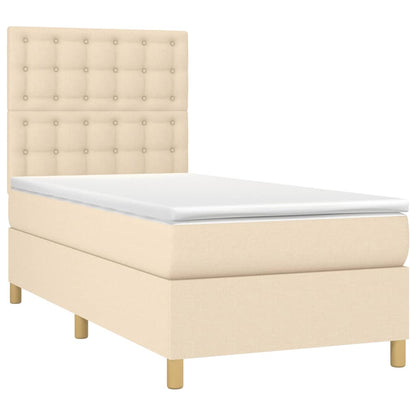 Boxspring met matras en LED stof crèmekleurig 100x200 cm 100 x 200 cm Crème