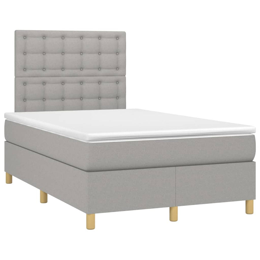 Boxspring Met Matras En Led Stof Lichtgrijs 120 x 200 cm Knopen