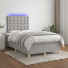 Boxspring Met Matras En Led Stof Lichtgrijs 120 x 200 cm Knopen