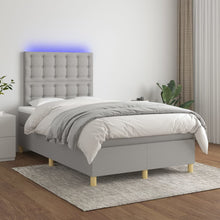 Boxspring Met Matras En Led Stof Lichtgrijs 120 x 200 cm Knopen