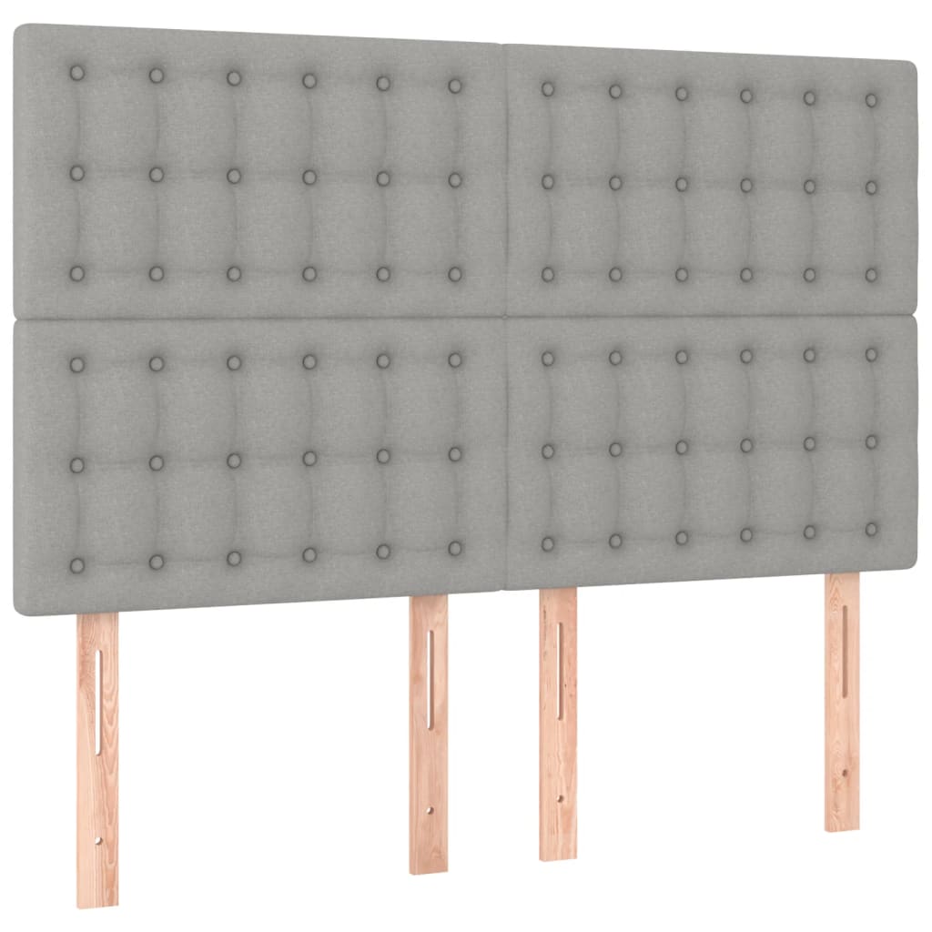 Boxspring Met Matras En Led Stof Lichtgrijs 140 x 190 cm Knopen