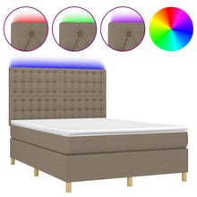 Boxspring Met Matras En Led Stof Taupe 140 x 190 cm Knopen