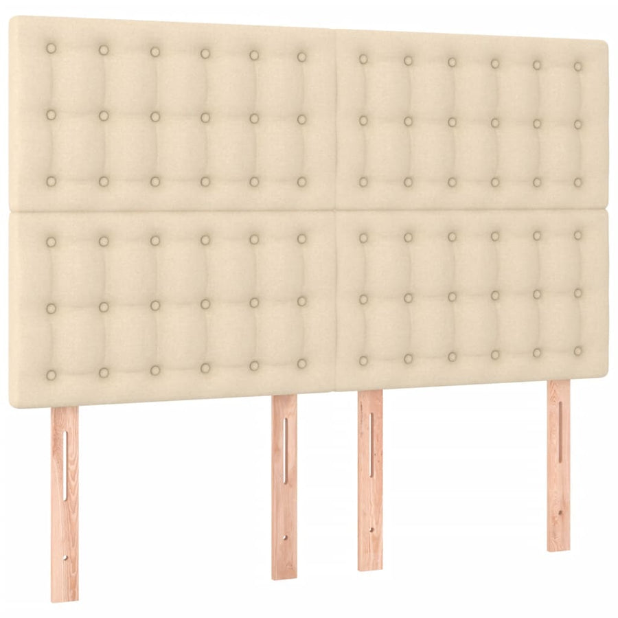 Boxspring Met Matras En Led Stof Kleurig Crème 140 x 200 cm Knopen