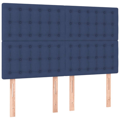 Boxspring Met Matras En Led Stof Blauw 140 x 200 cm Knopen