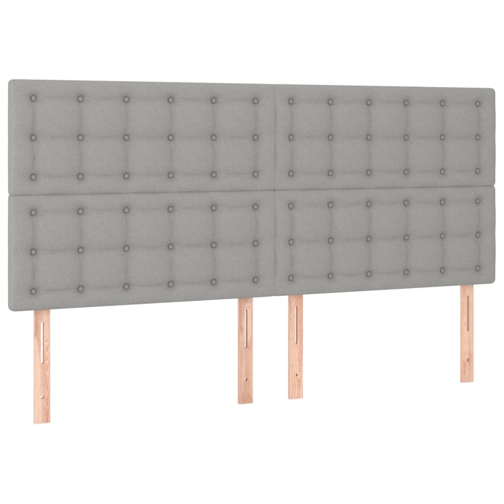 Boxspring Met Matras En Led Stof Lichtgrijs 180X200 Cm Lichtgrijs 180 x 200 cm Knopen