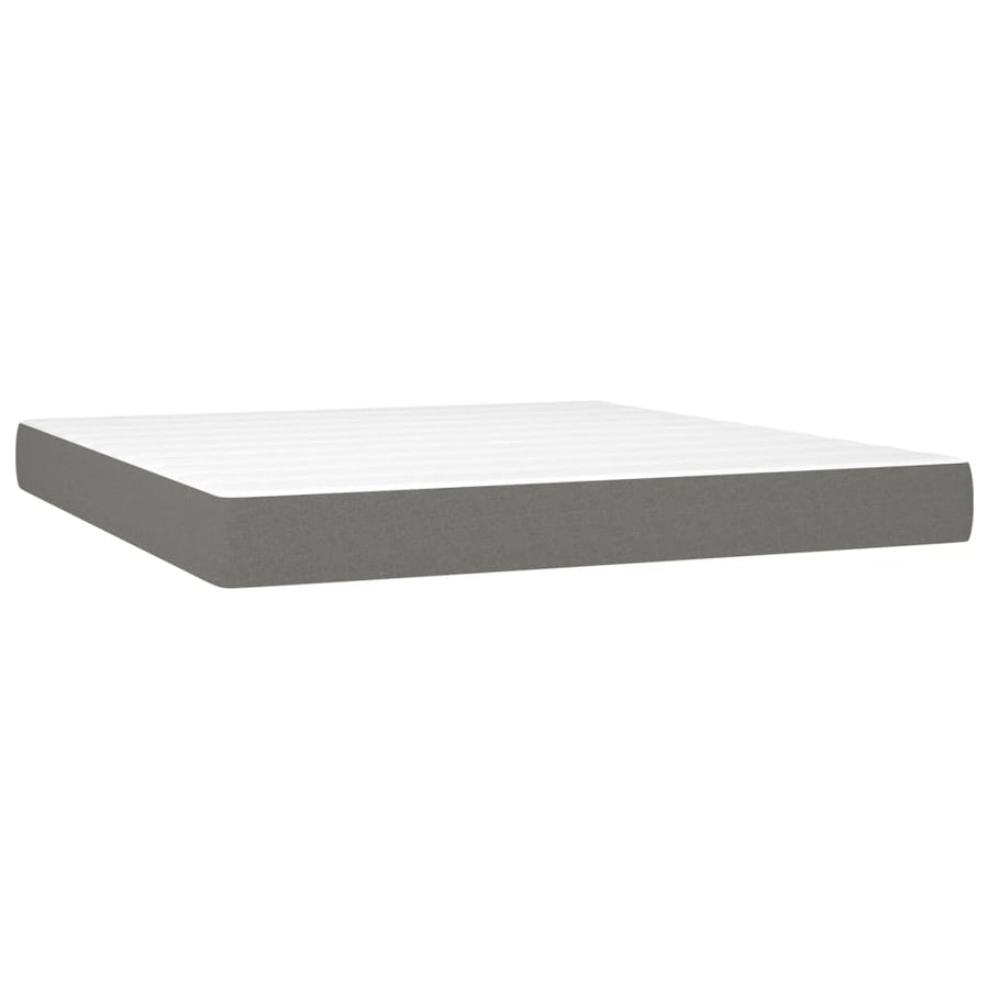 Boxspring Met Matras En Led Stof Donkergrijs 180X200 Cm 180 x 200 cm Knopen
