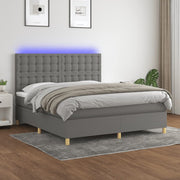 Boxspring met matras en LED stof donkergrijs 180x200 cm