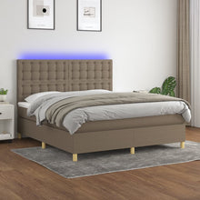 Boxspring Met Matras En Led Stof Taupe 180X200 Cm 180 x 200 cm Knopen