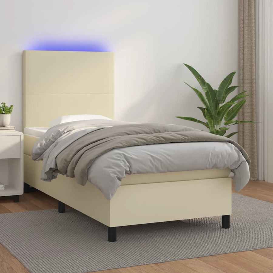 Boxspring Met Matras En Led Kunstleer Kleurig 80 x 200 cm