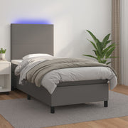 Boxspring met matras 80x200 cm grijs kunstleer LED