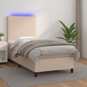 Boxspring 90x190 cm met matras en LED cappuccinokleur