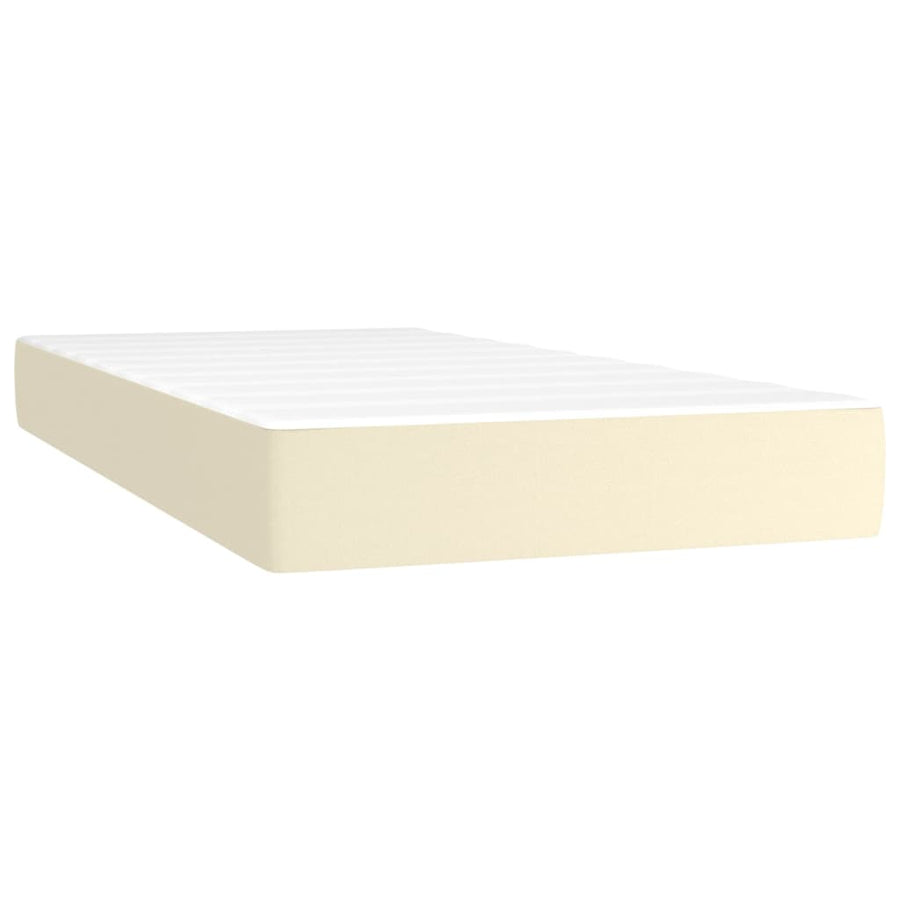 Boxspring Met Matras En Led Kunstleer Crèmekleurig 90X200 Cm 90 x 200 cm Effen ontwerp