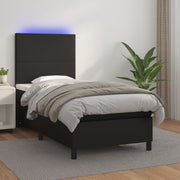 Boxspring met matras 100x200 cm zwart kunstleer LED