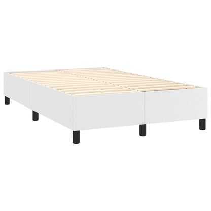 Boxspring Met Matras En Led Kunstleer Wit 120X200 Cm 120 x 200 cm Effen ontwerp