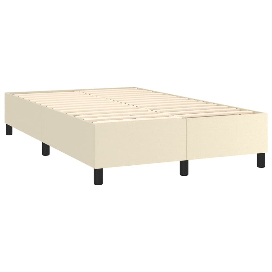 Boxspring Met Matras En Led Kunstleer Kleurig Crème 120 x 200 cm