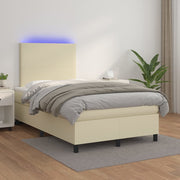 Boxspring met matras 120x200 cm crème kunstleer LED