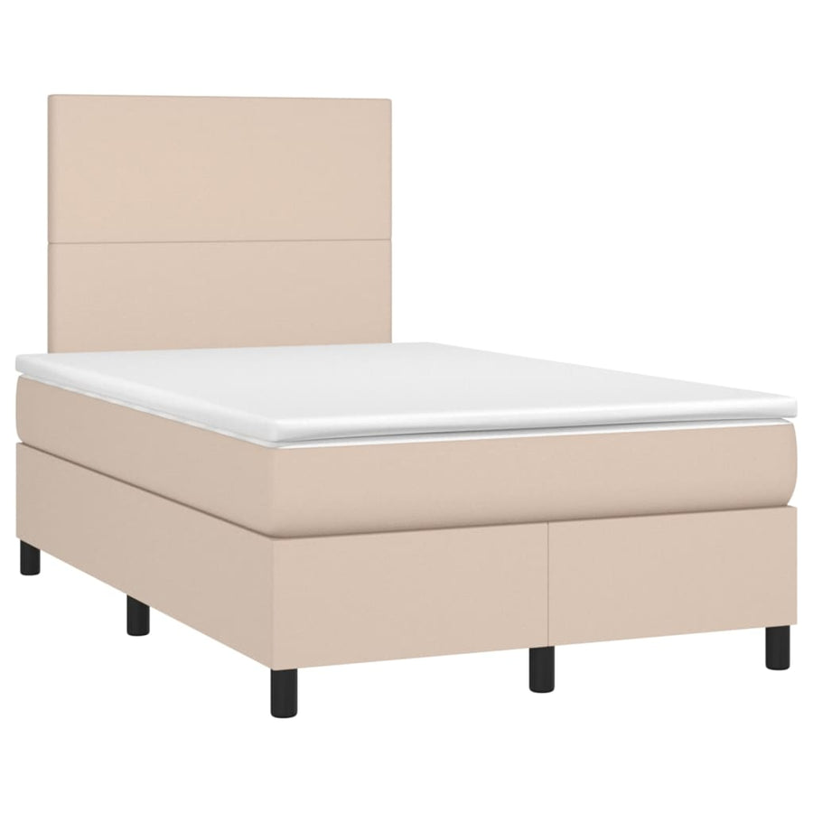 Boxspring Met Matras En Led Kunstleer Kleur 120X200Cm Cappuccino 120 x 200 cm Effen ontwerp