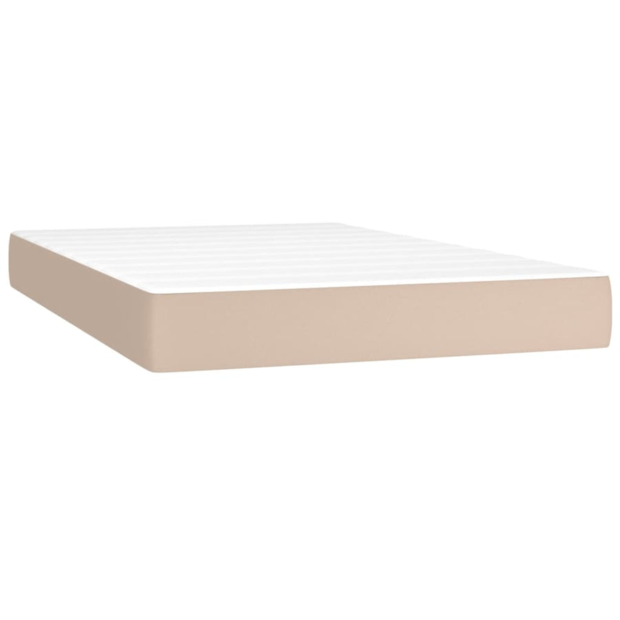 Boxspring Met Matras En Led Kunstleer Kleur 120X200Cm Cappuccino 120 x 200 cm Effen ontwerp