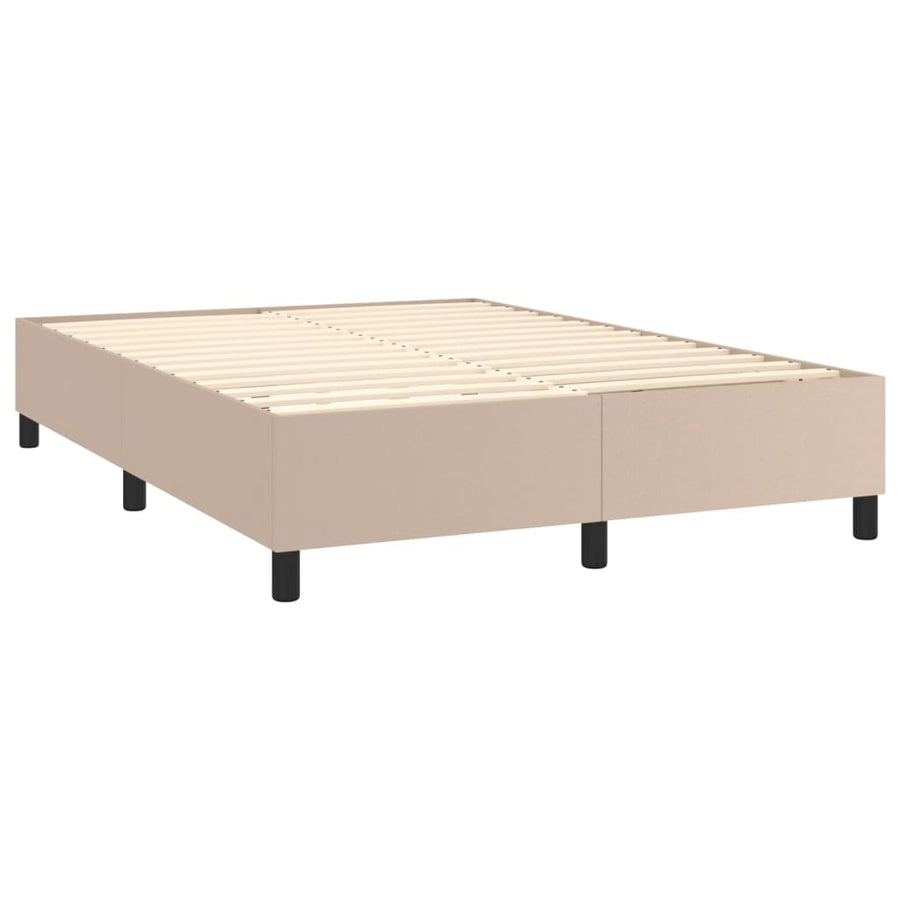 Boxspring Met Matras En Led Kunstleer Kleur 140X190Cm Cappuccino 140 x 190 cm Effen ontwerp