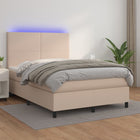 Boxspring 140x190 cm kunstleer cappuccino met matras en LED