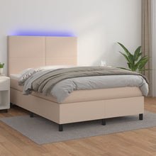 Boxspring Met Matras En Led Kunstleer Kleur 140X190Cm Cappuccino 140 x 190 cm Effen ontwerp