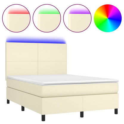 Boxspring Met Matras En Led Kunstleer Kleurig 140 x 200 cm