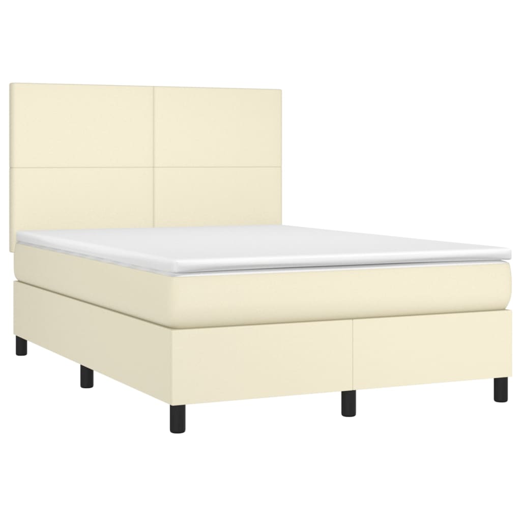 Boxspring Met Matras En Led Kunstleer Kleurig 140 x 200 cm