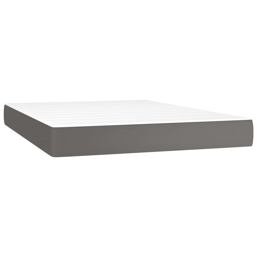 Boxspring Met Matras En Led Kunstleer Grijs 140 x 200 cm Effen ontwerp