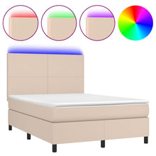 Boxspring Met Matras En Led Kunstleer Kleur 140X200Cm Cappuccino 140 x 200 cm Effen ontwerp