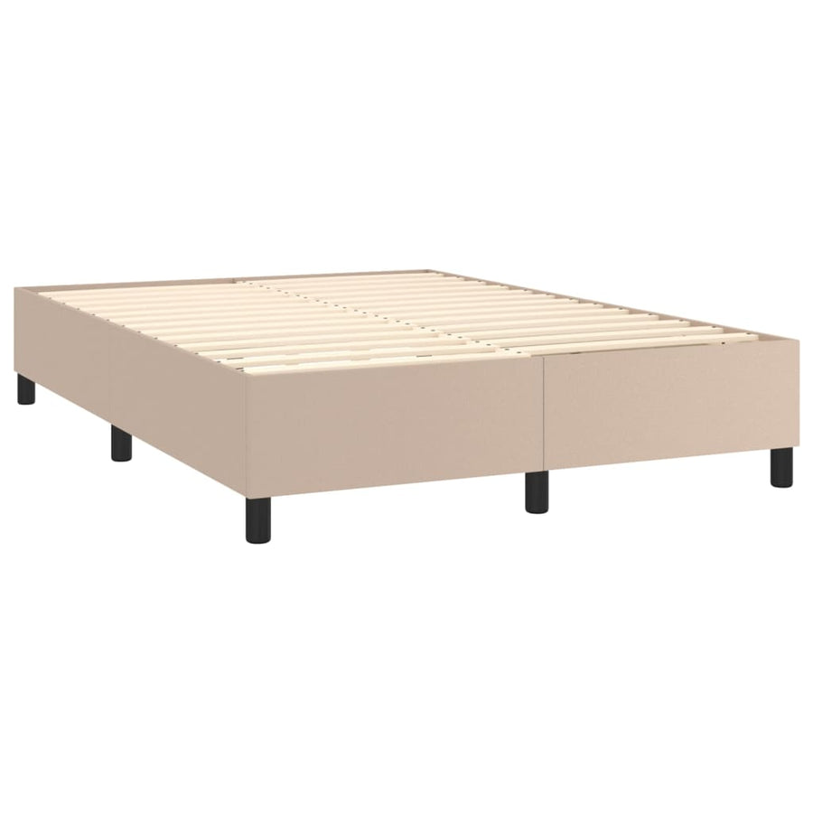 Boxspring Met Matras En Led Kunstleer Kleur 140X200Cm Cappuccino 140 x 200 cm Effen ontwerp