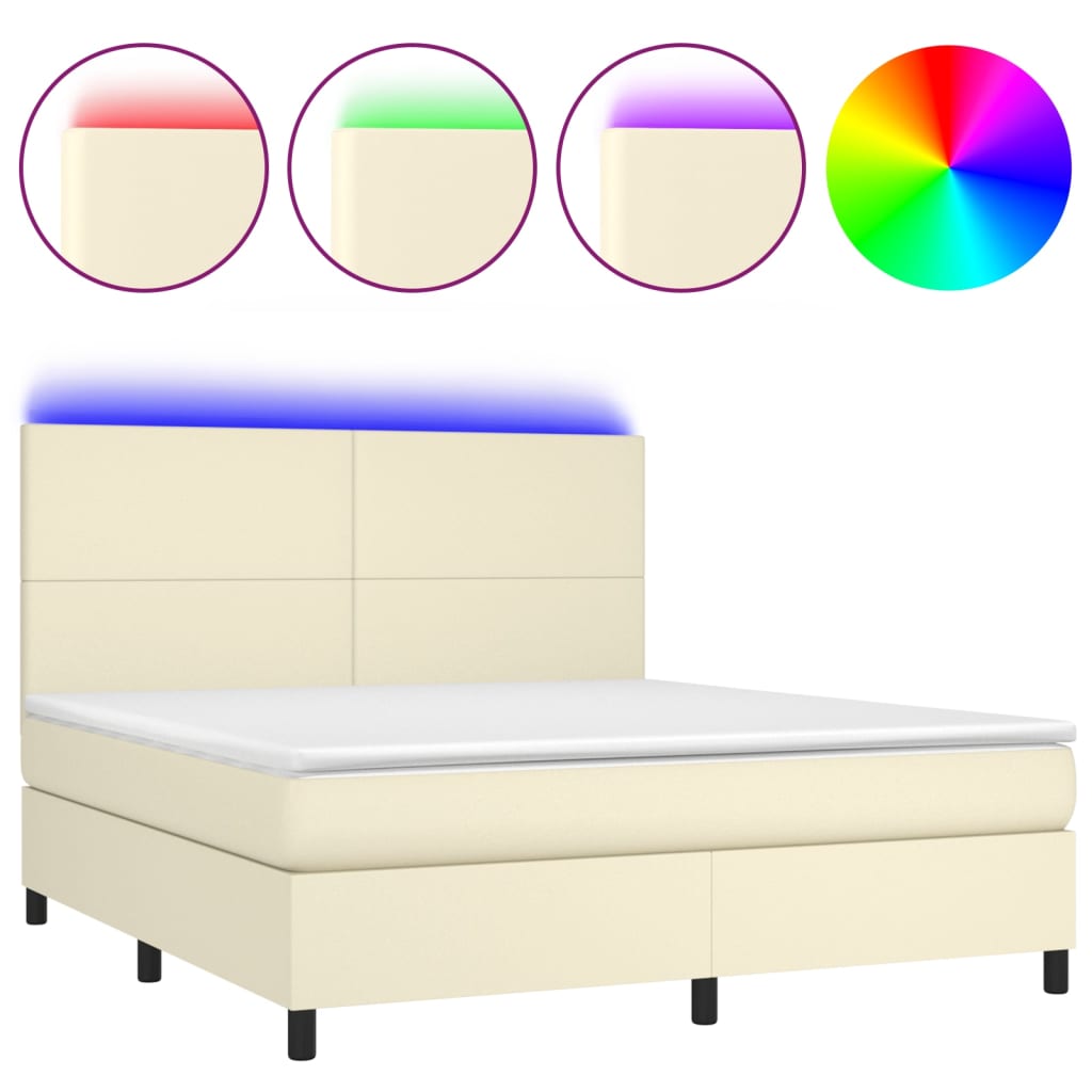 Boxspring Met Matras En Led Kunstleer Kleurig 160 x 200 cm
