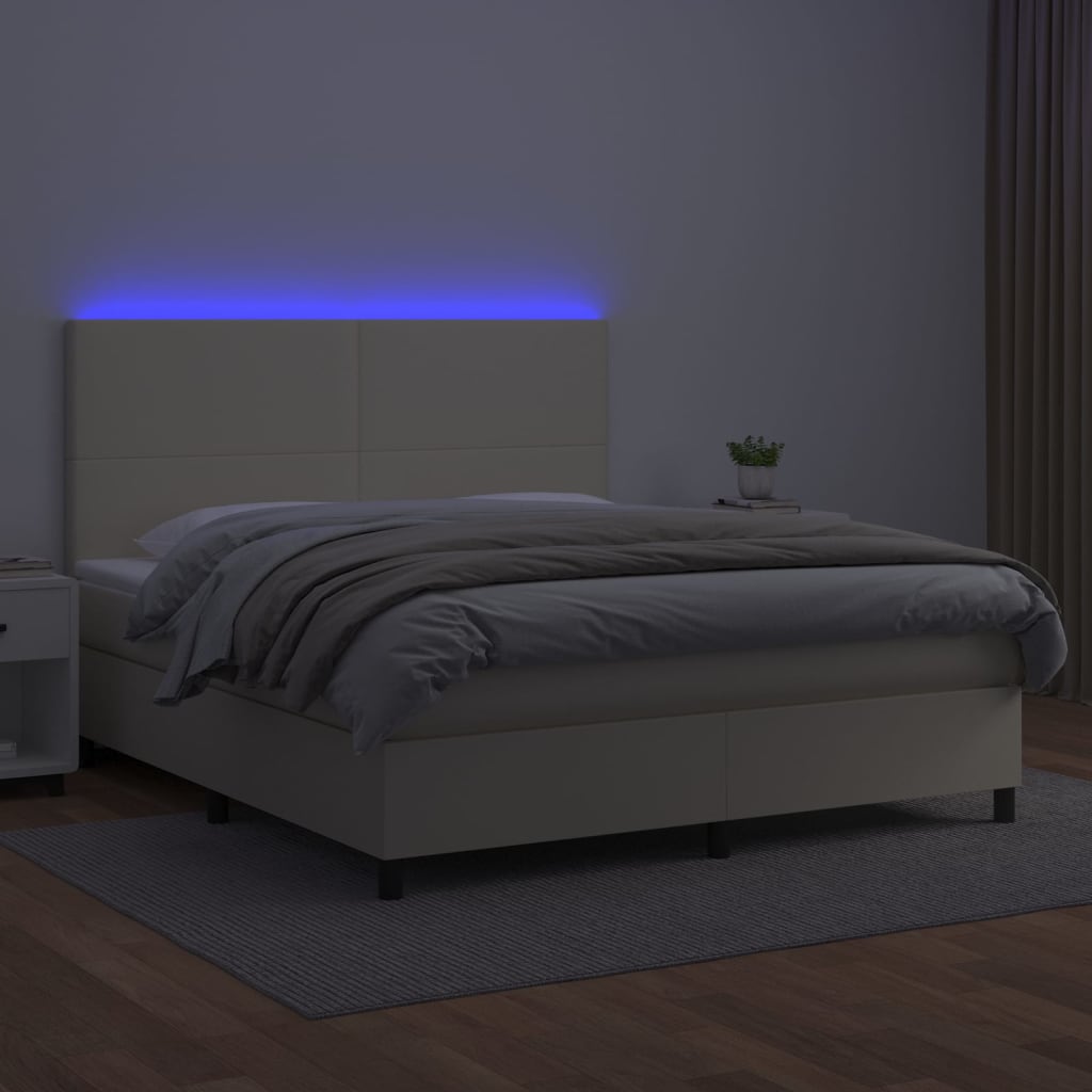 Boxspring Met Matras En Led Kunstleer Kleurig 160 x 200 cm