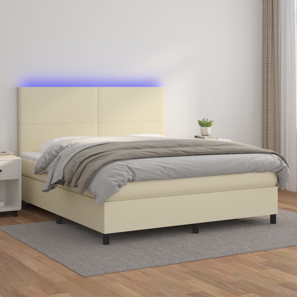 Boxspring Met Matras En Led Kunstleer Kleurig 160 x 200 cm