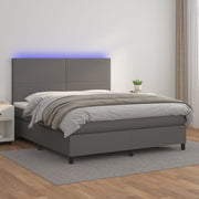 Boxspring 160x200 cm grijs met matras en LED