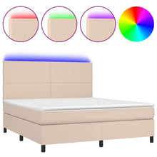 Boxspring met matras en LED kunstleer cappuccinokleur 160x200cm