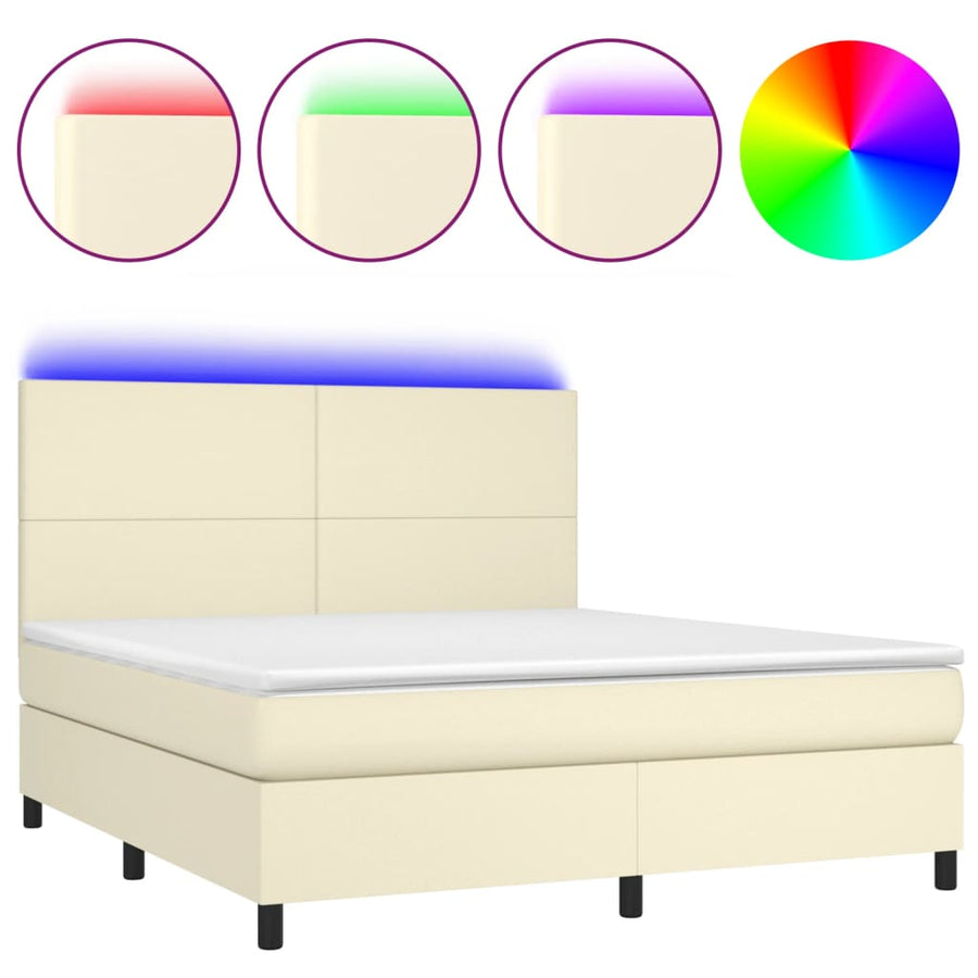 Boxspring Met Matras En Led Kunstleer Kleurig 180 x 200 cm