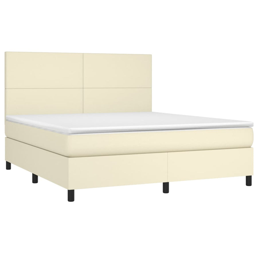Boxspring Met Matras En Led Kunstleer Kleurig 180 x 200 cm