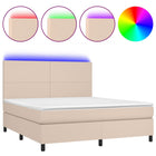 Boxspring Met Matras En Led Kunstleer Kleur 180X200Cm Cappuccino 180 x 200 cm Effen ontwerp