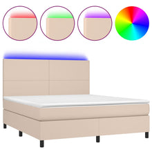 Boxspring met matras en LED kunstleer cappuccinokleur 180x200cm