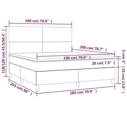 Boxspring met matras en LED kunstleer cappuccinokleur 180x200cm